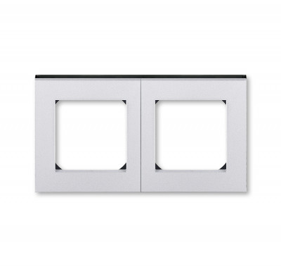 ABB EPJ Levit серебро / дымчатый чёрный Рамка 2 поста