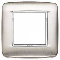 20672.C91 - Vimar Накладка с закруглениями для 2 модулей нержавеющая сталь натуральная зашкуреная