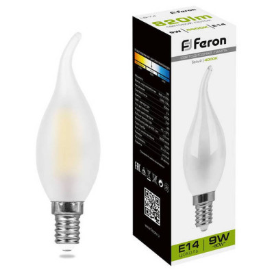 Лампа светодиодная, (9W) 230V E14 4000K матовая, LB-74, Feron 25961