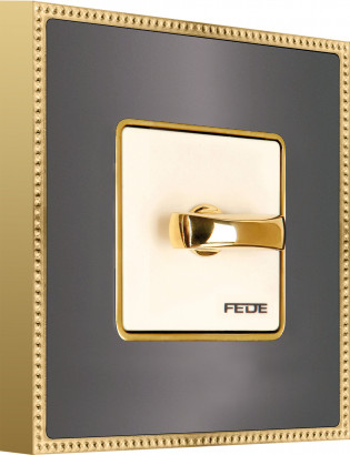 Fede Выключатель 1-клавишный, тумблерный, цвет бежевый - Graphite + Bright Gold, серия Belle Epoque Metall