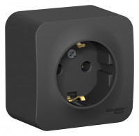 BLANCA О/У РОЗЕТКА с заземлением без шторок, изолирующая пластина, 16А, 250В, АНТРАЦИТ BLANCA О/У РОЗЕТКА с заземлением без шторок, изолирующая пластина, 16А, 250В, АНТРАЦИТ