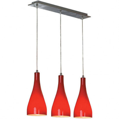 LUSSOLE RIMINI Подвесной светильник, цвет основания - хром, плафон - стекло (цвет - красный), 3x60W E27, LSF-1156-03