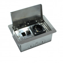 Металлический Люк в пол для розеток, на 2 модуля, Нержавеющая сталь