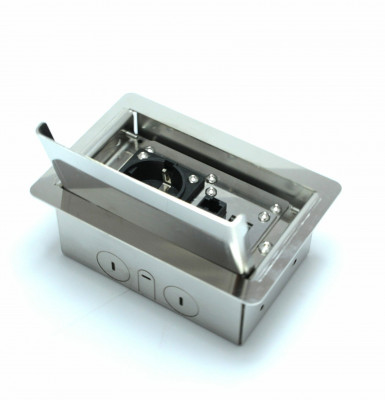 Металлический Люк в пол для розеток, на 2 модуля, Нержавеющая сталь