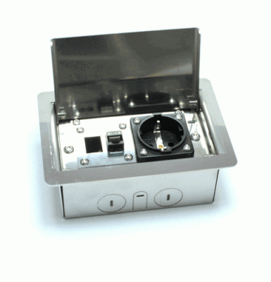 Металлический Люк в пол для розеток, на 2 модуля, Нержавеющая сталь