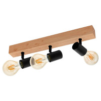 98113 Светильник на балке TOWNSHEND 3, 3x60W(E27), дуб//черный, 98113