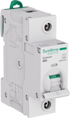 Systeme9 Автоматический выключатель (АВ) 27мм D 63A 1P 10 kA 230В, Systeme Electric, S9H33163