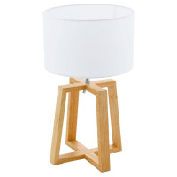 97516 Настольная лампа CHIETINO 1, 1х60W (E27), ?260, H440, дерево, сталь, натуральный, хром/текстил