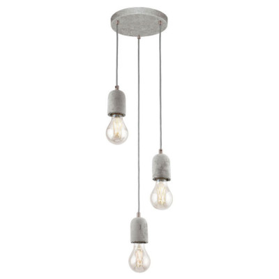 95523 Подвес SILVARES, 3х60W(E27), ?250, H1500, сталь, cерый/бетон, серый