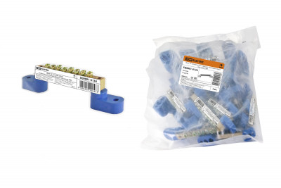 Шина "N" нулевая 6х9мм на двух угл. изоляторах 8 групп инд. стикер TDM Electric, SQ0801-0134