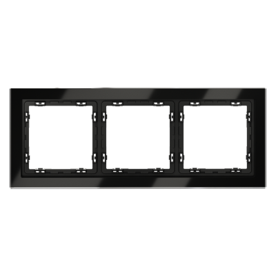 Рамка стеклянная VOLTUM S70 на 3 поста, (черный,стекло), VLS110308