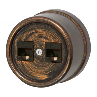 BIRONI Лизетта Пластик Бронза Розетка 2-ая RJ45, B1-302-25