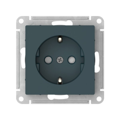 ATN000845S - ATLASDESIGN РОЗЕТКА с заземлением со шторками, 16А, механизм, быстрозажим. клем., ИЗУМРУД, Systeme Electric