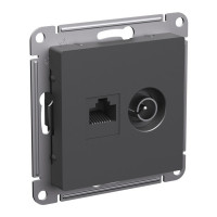 ATN001489 - ATLASDESIGN РОЗЕТКА двойная ТВ + компьютерная RJ45 кат. 5e, механизм, БАЗАЛЬТ, Systeme Electric