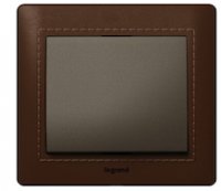 Legrand Выключатель 1-клавишный, вставка - темная бронза, рамка - Club, серия Galea Life