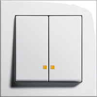 Gira Выключатель 2-клавишный, с подсветкой, глянцевый белый, серия E2