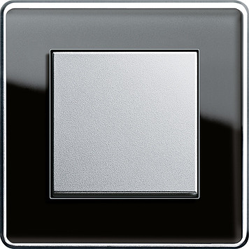 Gira Выключатель 1-клавишный, матовый антрацит - черное стекло,серия Esprit Glass C