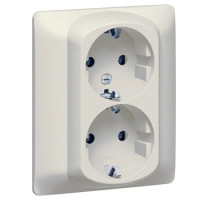 Legrand Двойная розетка - Galea Life - 2х2К+3 - автоматические клеммы - с защитными шторками - в сборе - pearl, 771533