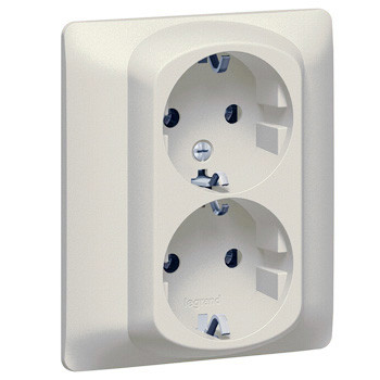 Legrand Двойная розетка - Galea Life - 2х2К+3 - автоматические клеммы - с защитными шторками - в сборе - pearl, 771533