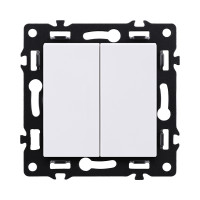 Выключатель кнопочный 2-клавишный 10А/250В, белый Kollinger Asthetik AS-025WH