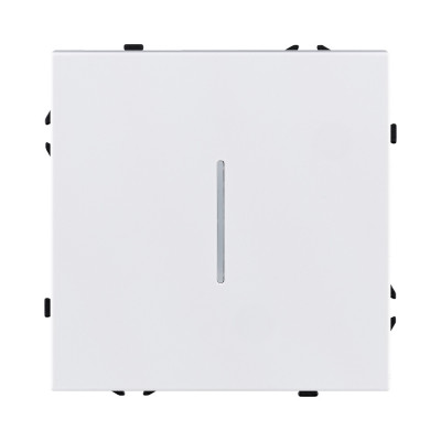 Выключатель 1-клавишный проходной 10А/250В с LED подсветкой, белый матовый Kollinger Eclipse EC-008WH