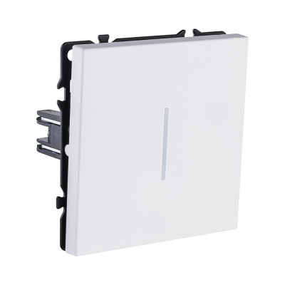 Выключатель 1-клавишный проходной 10А/250В с LED подсветкой, белый матовый Kollinger Eclipse EC-008WH