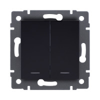 Выключатель 2-клавишный проходной 10А/250В с LED подсветкой, черный Kollinger REA-S-010BK для Aspekt, Eleganz, Reflex Выключатель 2-клавишный проходной 10А/250В с LED подсветкой, черный Kollinger REA-S-010BK для Aspekt, Eleganz, Reflex