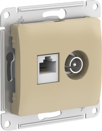 GLOSSA РОЗЕТКА двойная ТВ + компьютерная RJ45, кат. 5Е, механизм, ТИТАН