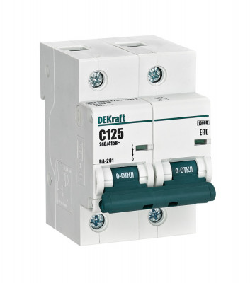 DEKraft Автоматический выключатель 2Р 125А х-ка С ВА-201 10кА