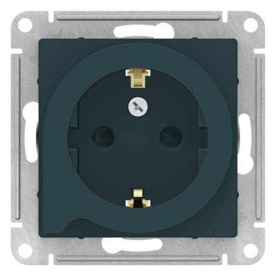 ATN000847 - AtlasDesign РОЗЕТКА с заземлением со шторками с выталк., 16А, механизм, ИЗУМРУД