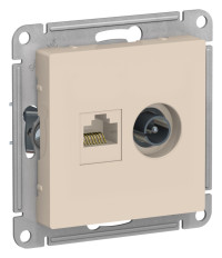 ATN000289 - ATLASDESIGN РОЗЕТКА двойная ТВ + компьютерная RJ45 кат. 5e, механизм, БЕЖЕВЫЙ, Systeme Electric