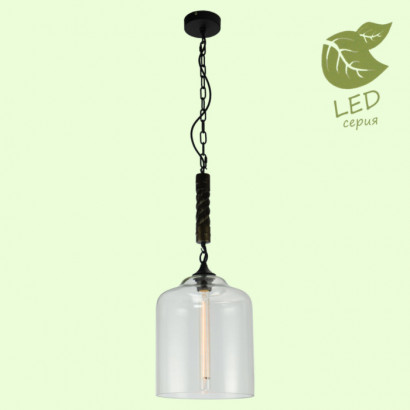 LUSSOLE DIX HILLS Подвесной светильник, цвет основания - черный, плафон - стекло (цвет - прозрачный), 1x10W E27, GRLSP-9668