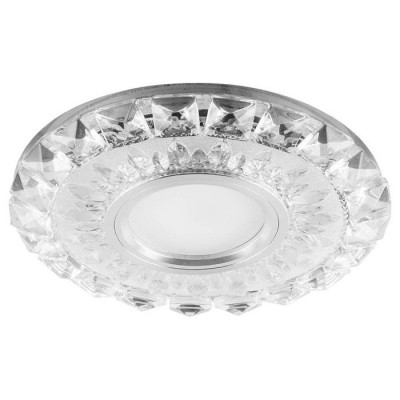 Светильник потолочный встраиваемый со светодиодной подсветкой 15LED*2835 SMD 4000K, MR16 50W G5.3, прозрачный, хром, CD922 с драйвером в комплекте, Feron 28897