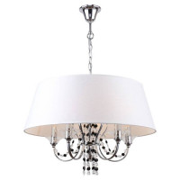 LUSSOLE GREENLEE Люстра подвесная, цвет основания - хром, плафон - ткань/стекло (цвет - белый), 5x40W E14, LSP-8080