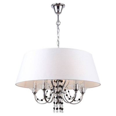 LUSSOLE GREENLEE Люстра подвесная, цвет основания - хром, плафон - ткань/стекло (цвет - белый), 5x40W E14, LSP-8080