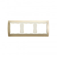 Simon S82 Рамка 3-ная, шампань матовая - сл.кость, 82734-34