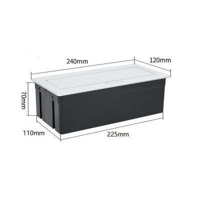 Выдвижная настольная розетка (люк/лючок) на 3 модуля, h=70мм, в комплекте с монт. коробкой, TIMIUX, алюминий, EU3H70DS AL