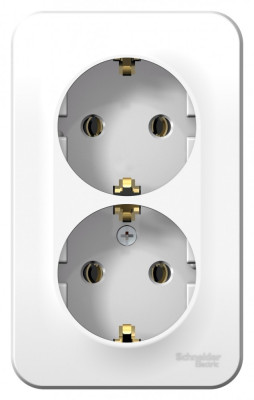 BLANCA О/У РОЗЕТКА двойная с заземлением без шторок, 16А, 250В, БЕЛЫЙ