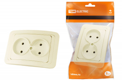 Розетка двойная 2П 10А сл. кость "Валдай" TDM Electric, SQ1804-0109
