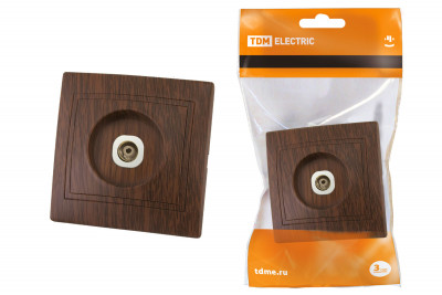 Розетка телевизионная простая (0-2400МГц, "мама") "ЭКО" (бук) "Таймыр" TDM Electric, SQ1814-0322