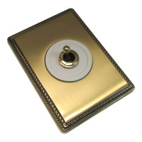 Fontini Выключатель 1-клавишный, цвет белый, рамка и тумблер - золото,  Fontini, серия Venezia