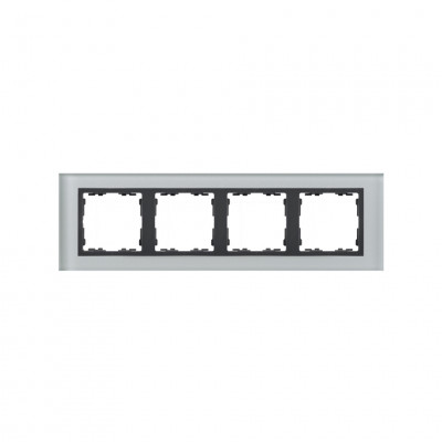 Simon S82N Рамка 4-ная, серый - графит (стекло), 82847-35