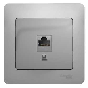 Glossa Розетка компьютерн. 1хRJ45 кат.5E, алюм.
