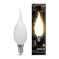 Лампа Gauss Filament Свеча на ветру 5W 420lm 2700К Е14 milky LED 1/10/50, 104201105