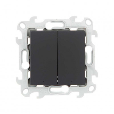 Simon Двухклавишный выкл с подвсеткой, графит, 2450392-038