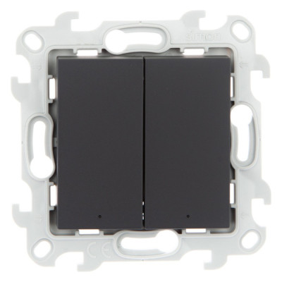 Simon Двухклавишный выкл с подвсеткой, графит, 2450392-038