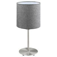 96376 настольн. лампа PASTERI, 1х60W(E27), ?180, H400, сталь, никель мат./текстиль, лён, серый