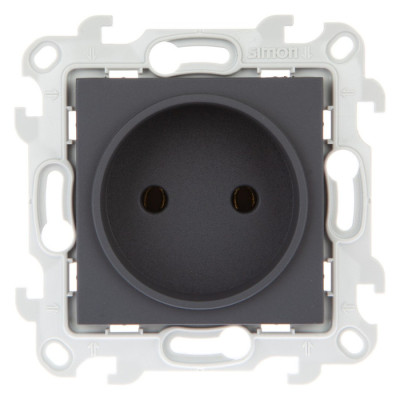 Simon Розетка 2К без защ штор, графит, 2450442-038