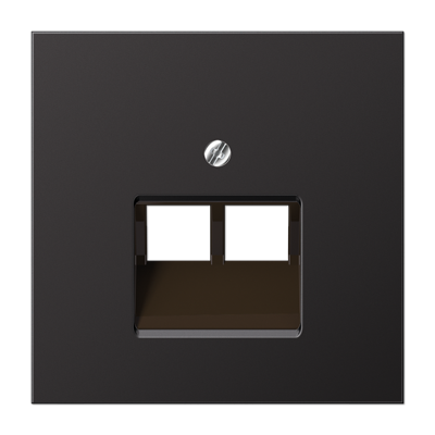 Крышка для двойных телефонных и компьютерных розеток (UAE), фиксация винтом; металл; dark; Aluminium, AL2969-2UAD