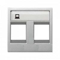 N2218.2 PL - Накладка для 2-х суппортов/разъёмов типа 2017... и/или 2018..., 2-модульная, серия Zenit, цвет серебристый - 2CLA221820N1301